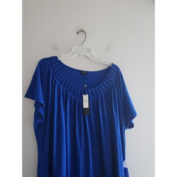 NWT Talbots Women Blue Jersey Knit T-Shirt Midi Tie Waist Dress size 3X - Picture 3 of 9